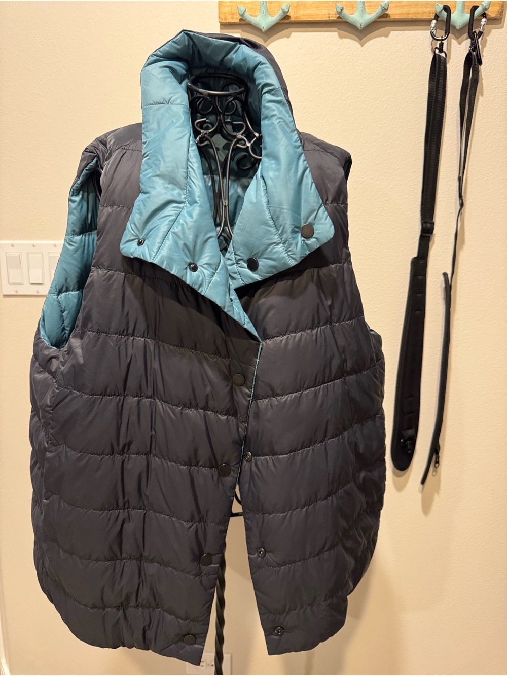 Carve Designs Reversible Down Vest Teal/Charcoal